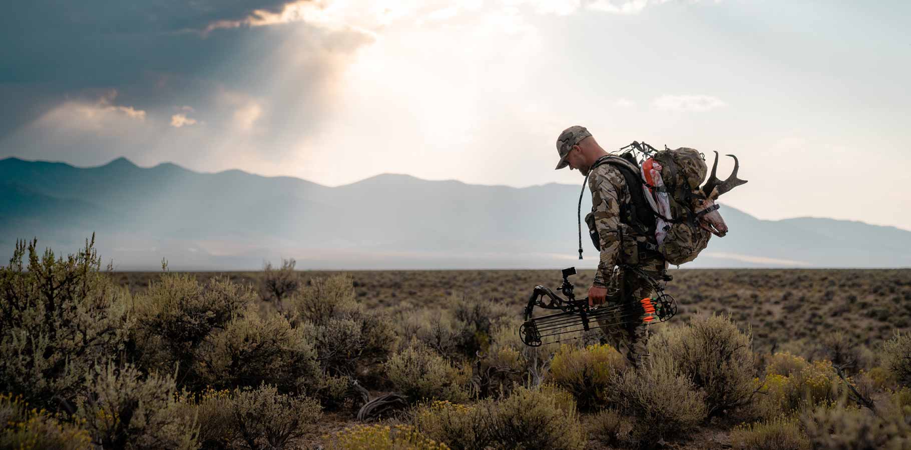 Side of Kevin Wilkey Packing Out His Archery Pronghorn in Sage Flat