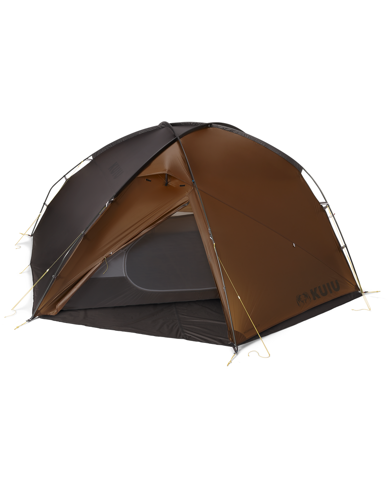 Front of Mountain Star 3 Person Tent with footprint and open vestibule