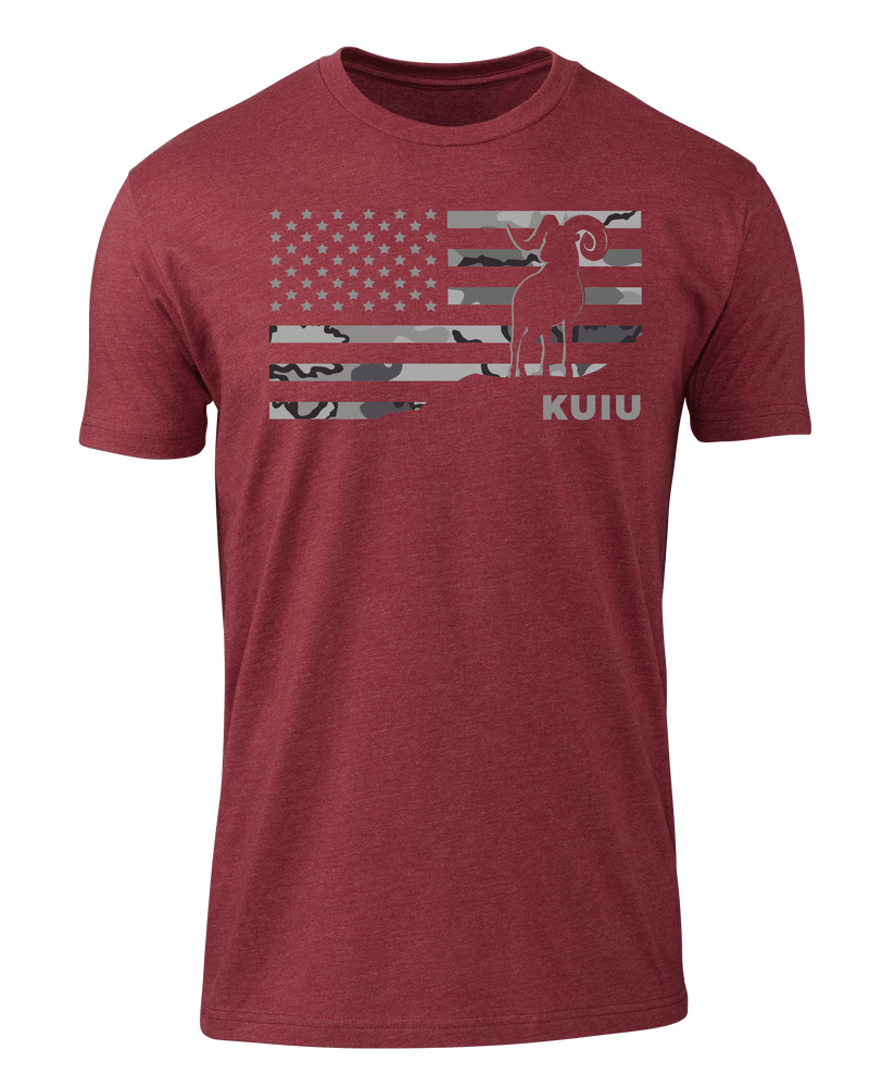 Front of KUIU Vias Storm Ram T-Shirt in Cardinal Red