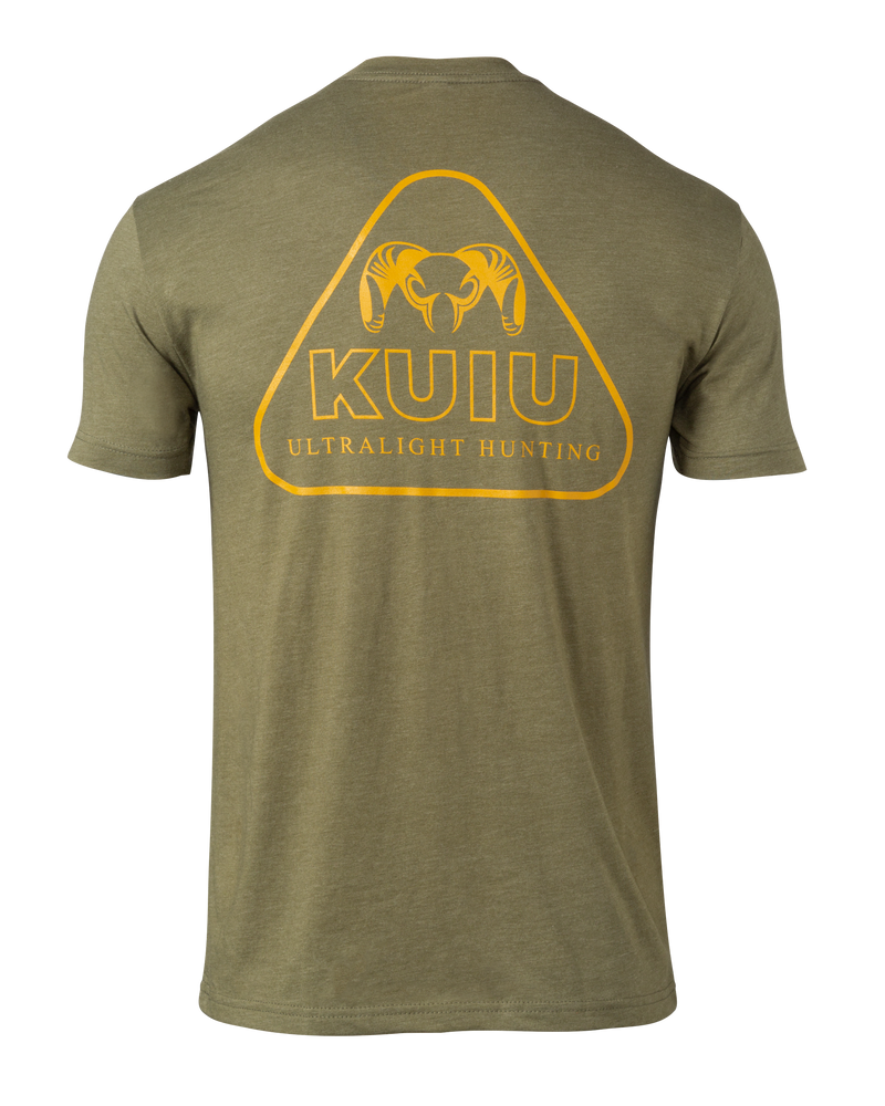 Back of KUIU Ultralight Mountain T-Shirt in Military Green