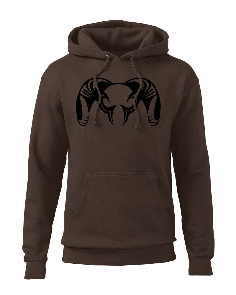 Front of KUIU Big Ram Hoodie in Brown 