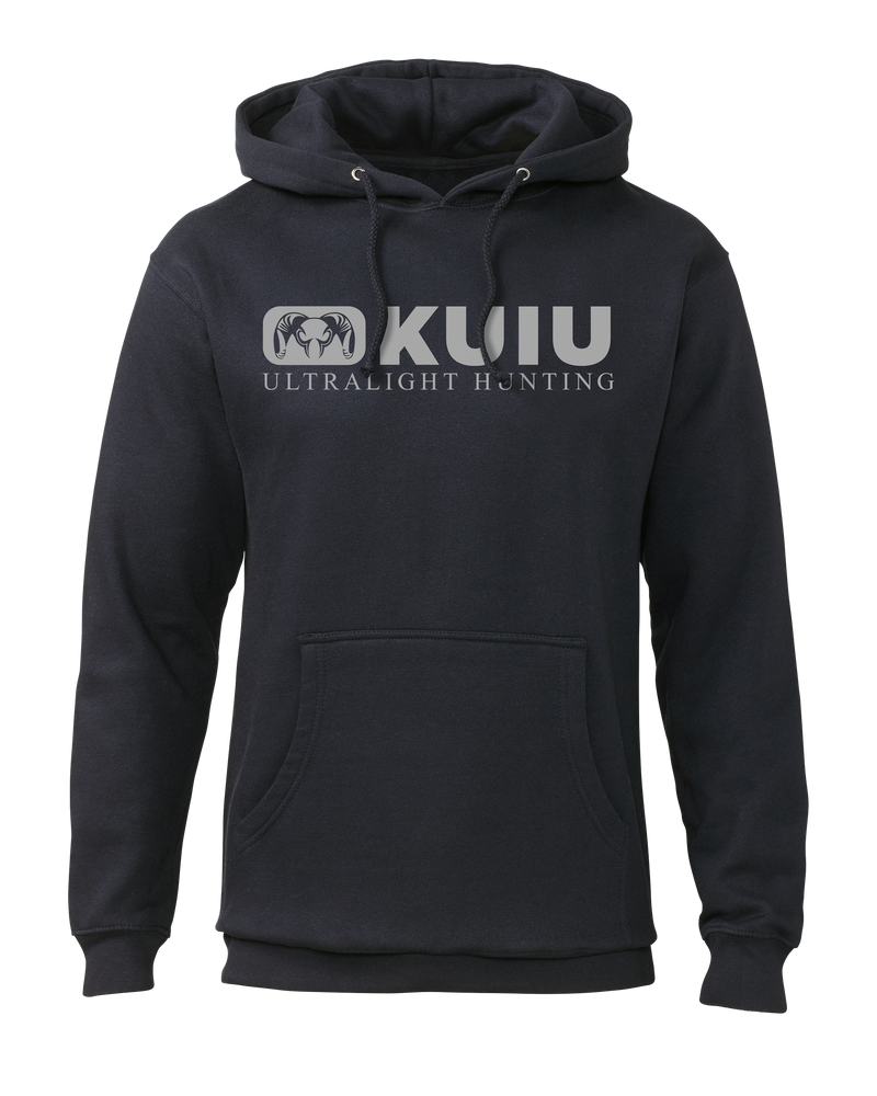 Front of Block Logo Hoodie in Navy Blue