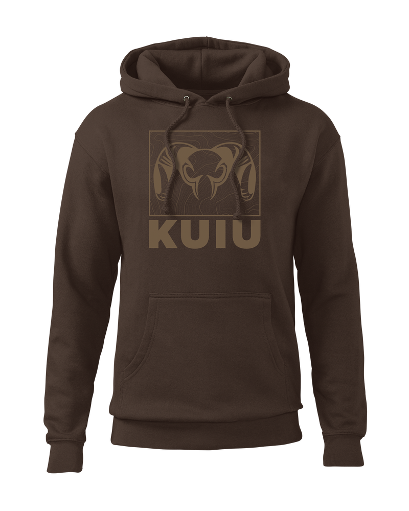 Front of KUIU Topo Ram Hoodie in Brown