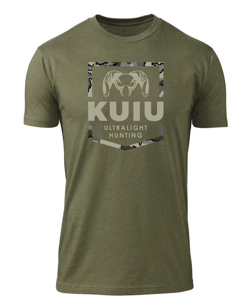 Front of KUIU Vias Shield T-Shirt in Military Green