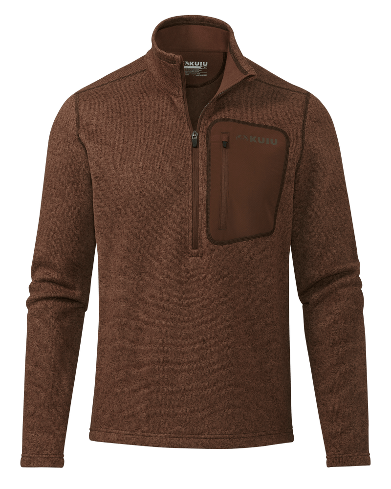 Front of Base Camp Pullover Sweater in Cedar Heather Brown