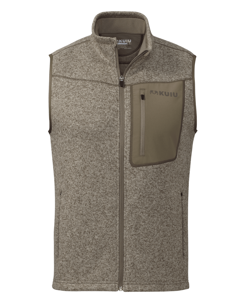 Front of Base Camp Sweater Vest in Khaki Heather