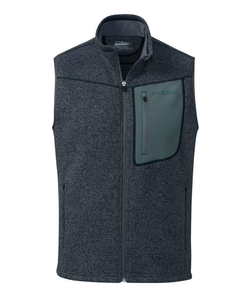 Front of Base Camp Sweater Vest in Navy Heather 