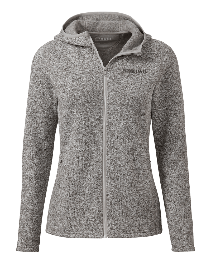 Front of Women's Base Camp Hooded Sweater in Stone White Heather 