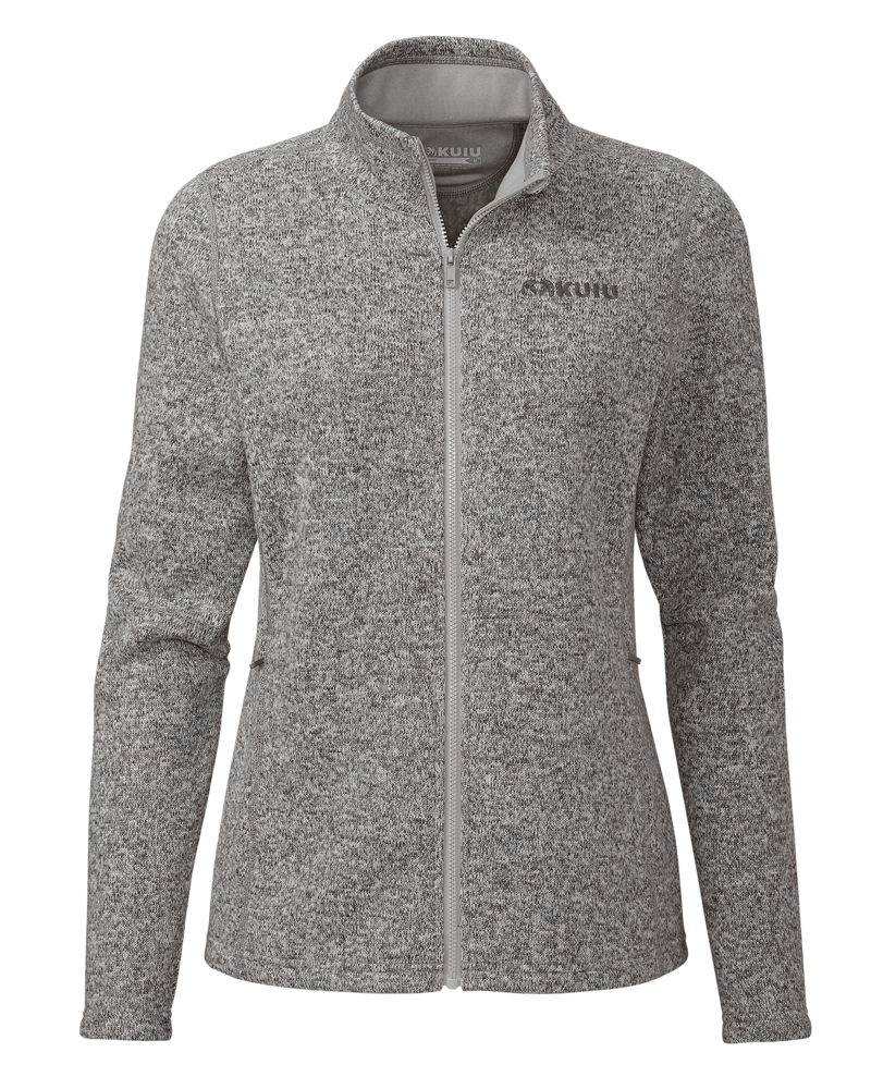 Front of Women's Base Camp Full Zip Sweater in Stone White Heather