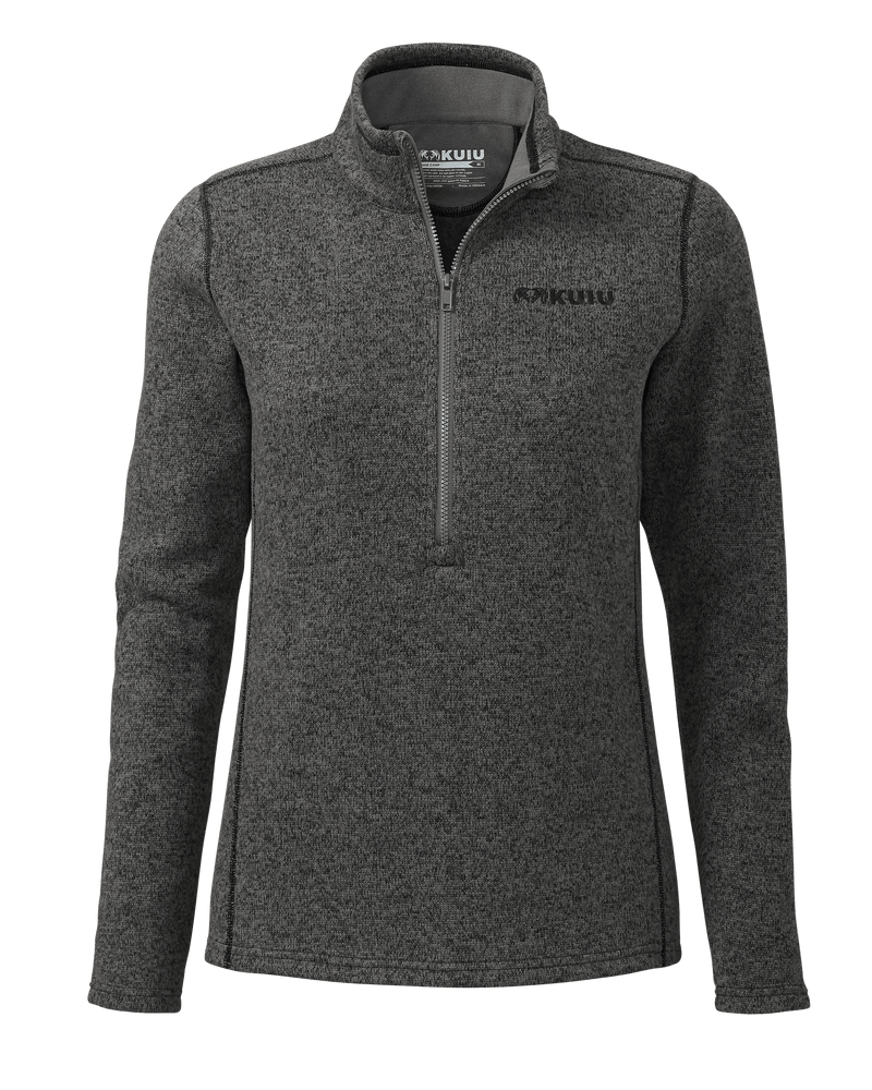 Front of Women's Base Camp Pullover Sweater in Charcoal Heather Grey