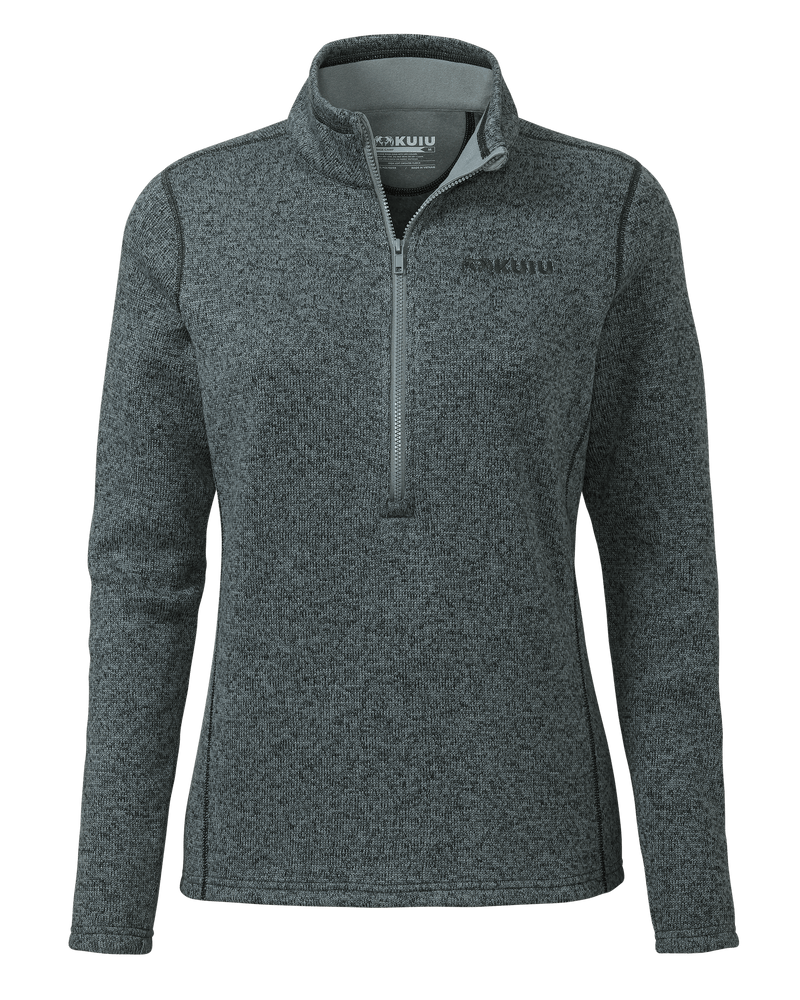 Front of Women's Base Camp Pullover Sweater in Tempest Heather Green 