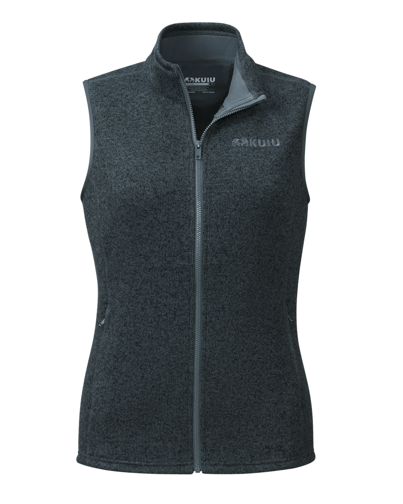 Front of Women's Base Camp Sweater Vest in Navy Heather Blue