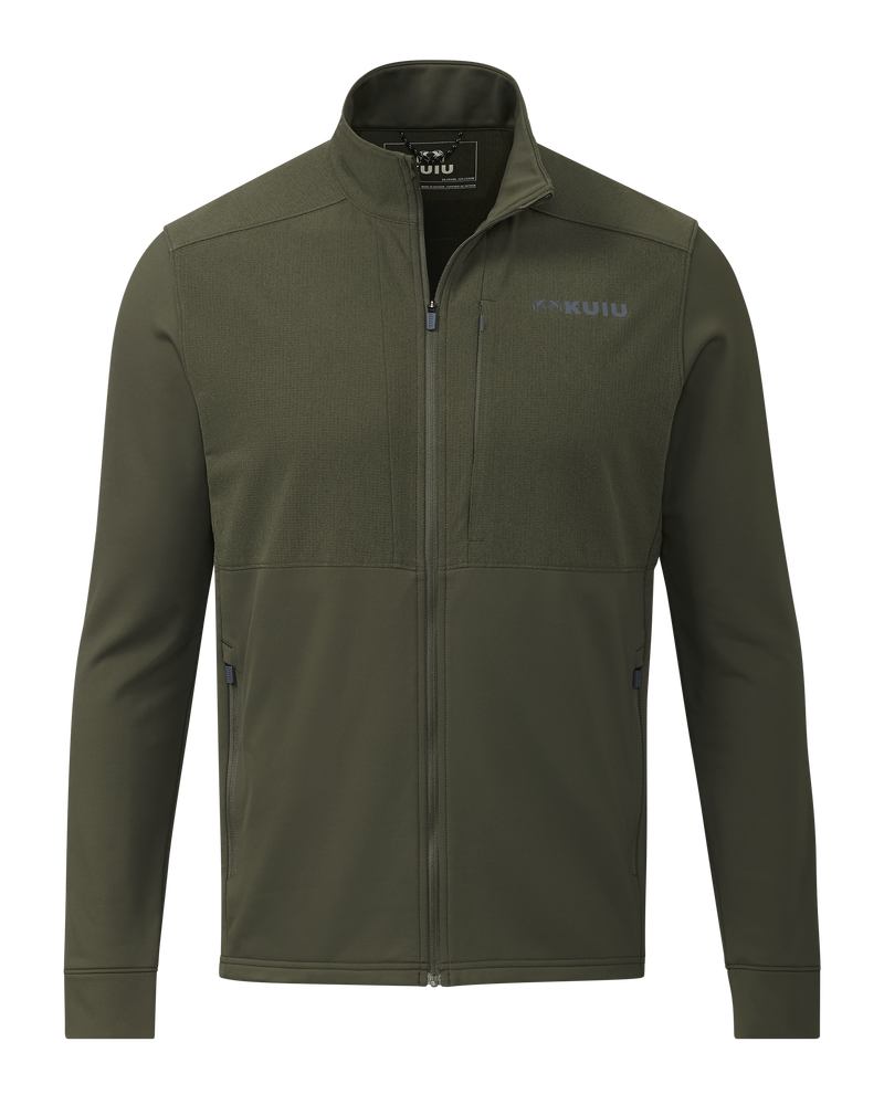 Front of Bicomp Jacket in Wildwood Green