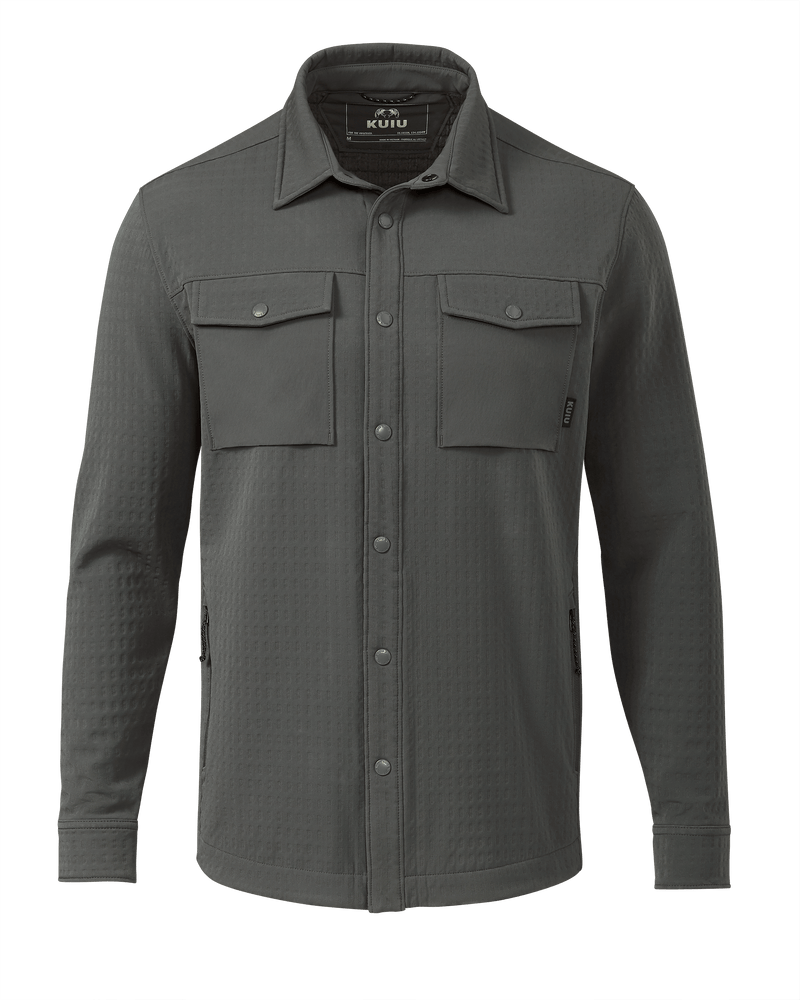 Front of Blockfield Fleece Shirt in Gunmetal Grey