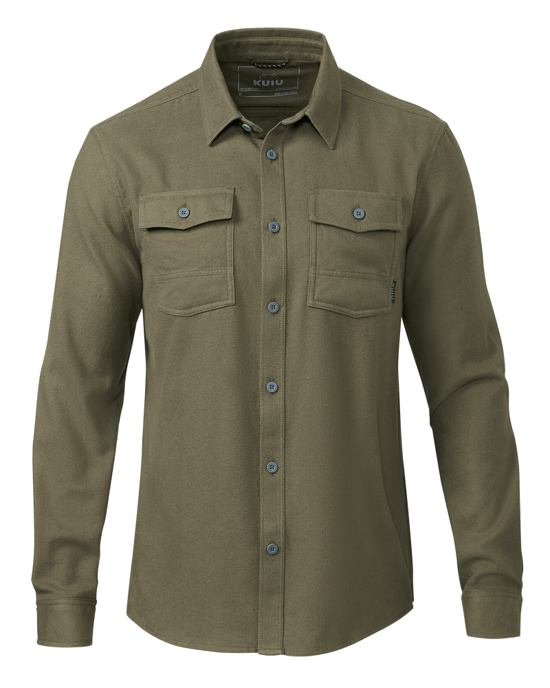 Front of Field Flannel Shirt in Evergreen