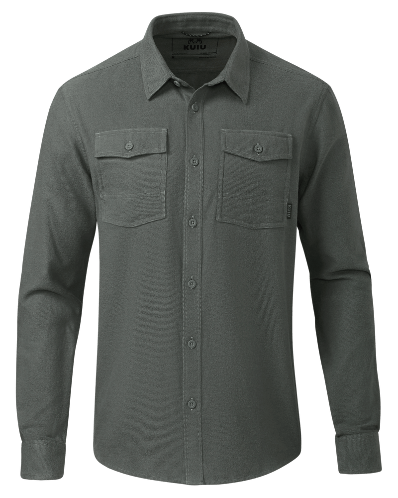 Front of Field Flannel Shirt in Gunmetal Grey