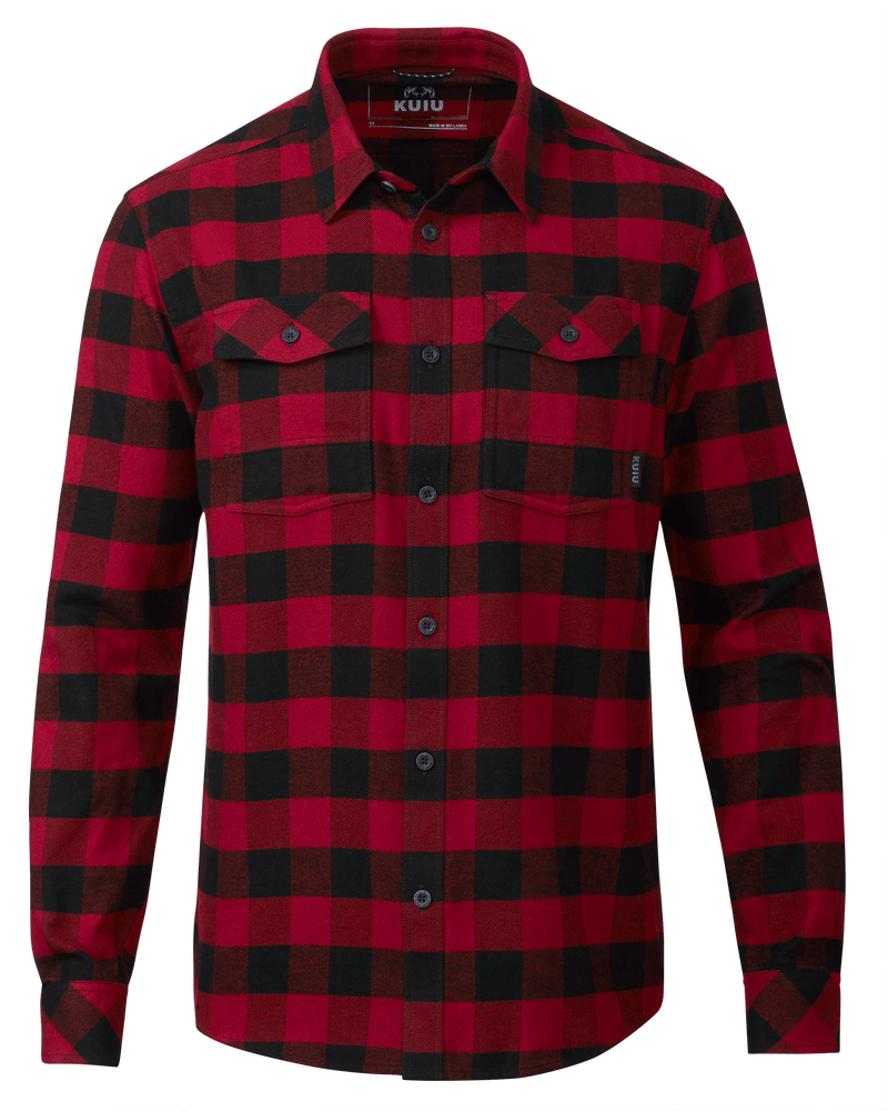 Front of Field Flannel Shirt in Red/Black Buffalo Check