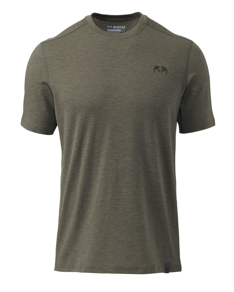 Front of ULTRA Merino 120 LT SS Crew-T in Ash Brown