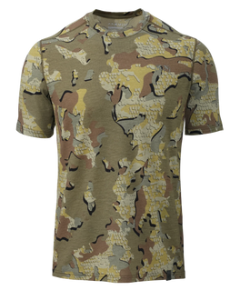 Front of ULTRA Merino 120 LT Short Sleeve T-Shirt in Valo Camouflage