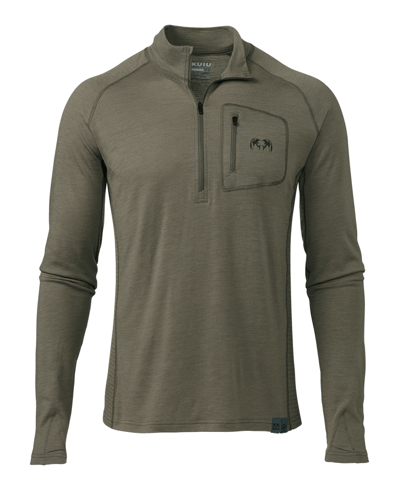 Front of ULTRA Merino 145 Zip-T Hunting Shirt in Ash Brown