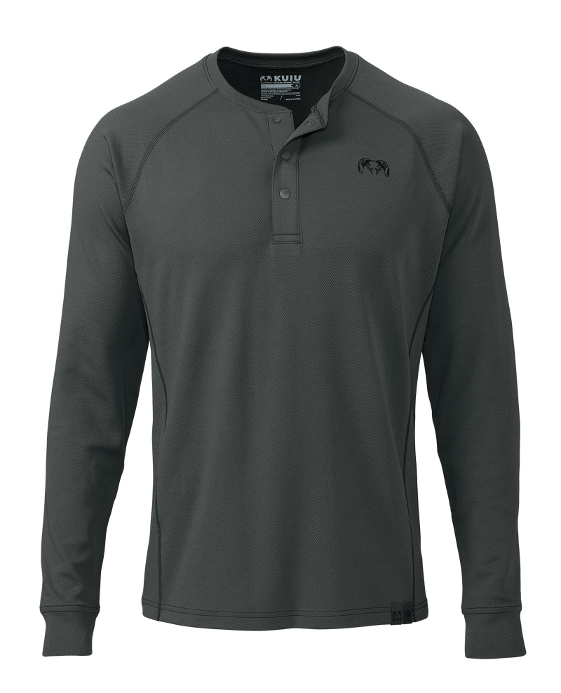 Front of PRO Merino 200 Henley in Gunmetal Grey