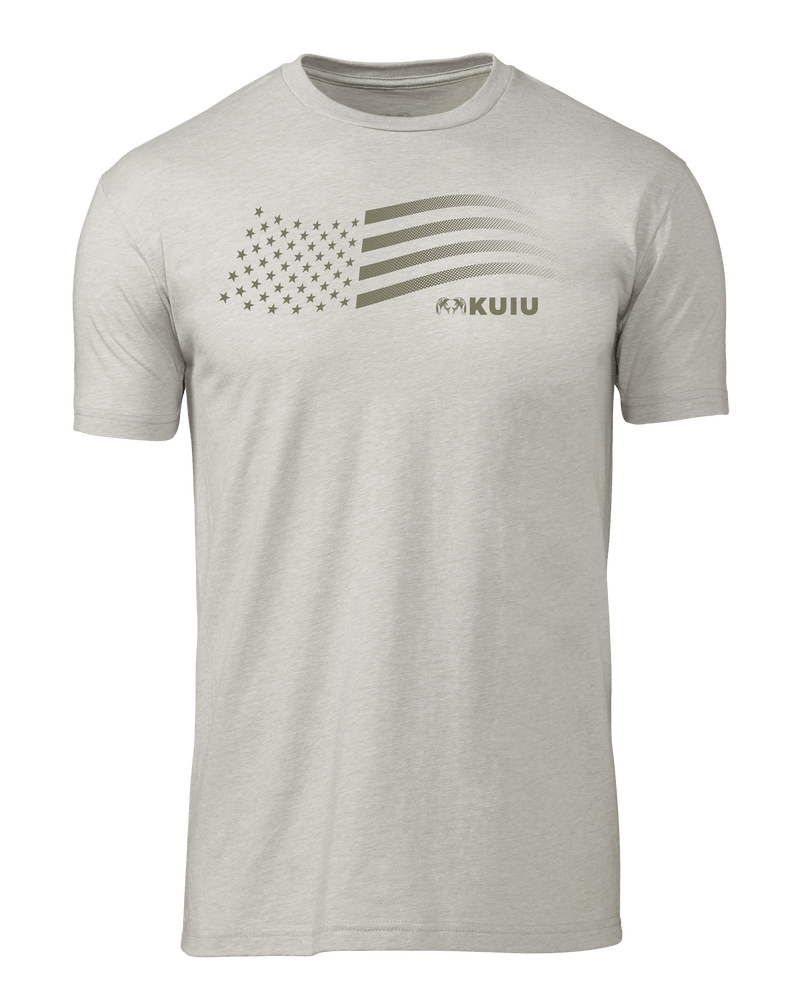 Front of KUIU Flag T-Shirt in Silk Light Brown