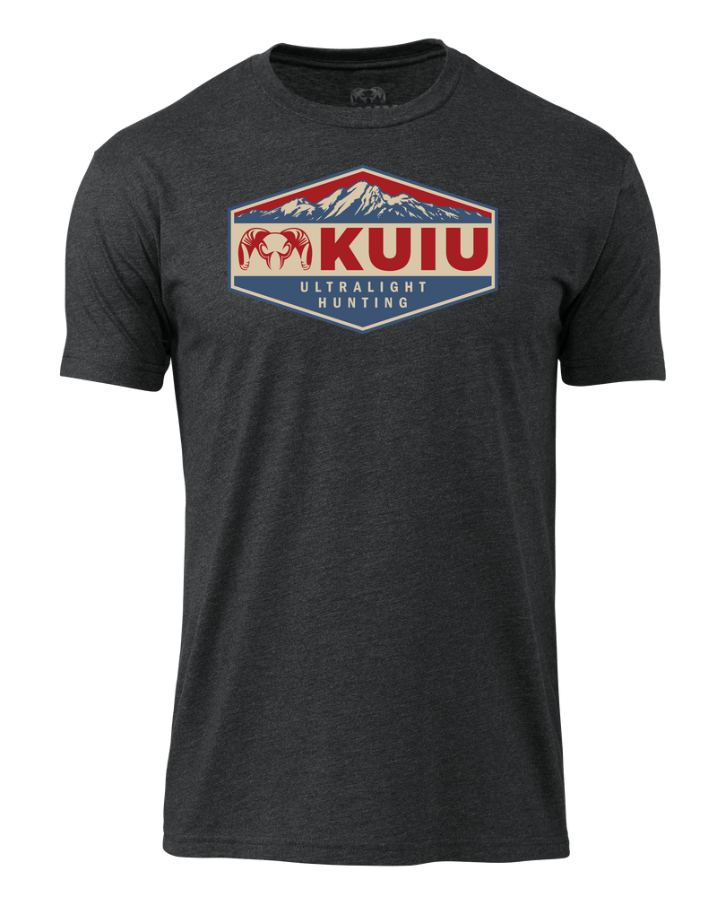 Front of KUIU Mountain Patch T-Shirt in Charcoal Grey