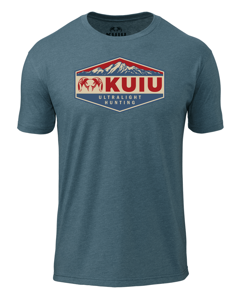 Front of KUIU Mountain Patch T-Shirt in Indigo Blue