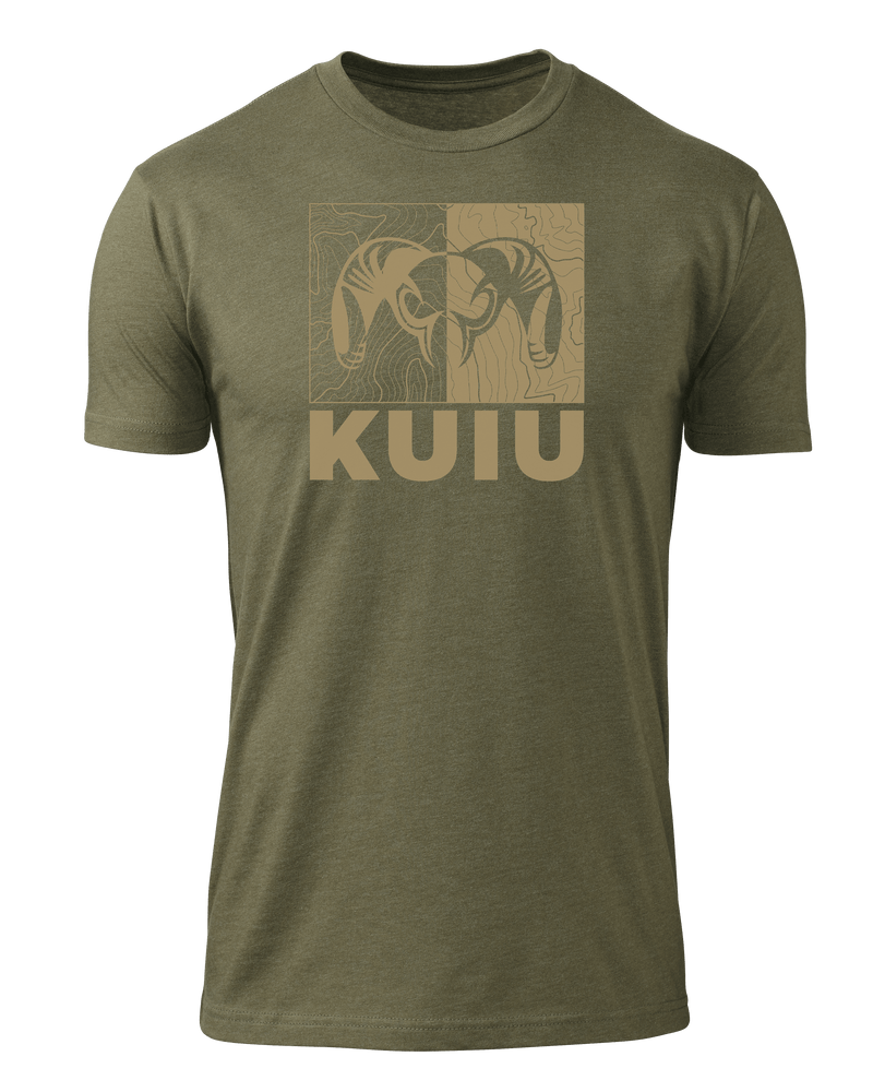 Front of KUIU Contrast Topo T-Shirt in Military Green