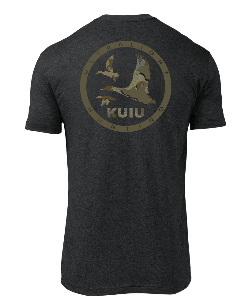 Back of KUIU Valo Duck Badge T-Shirt in Charcoal Grey