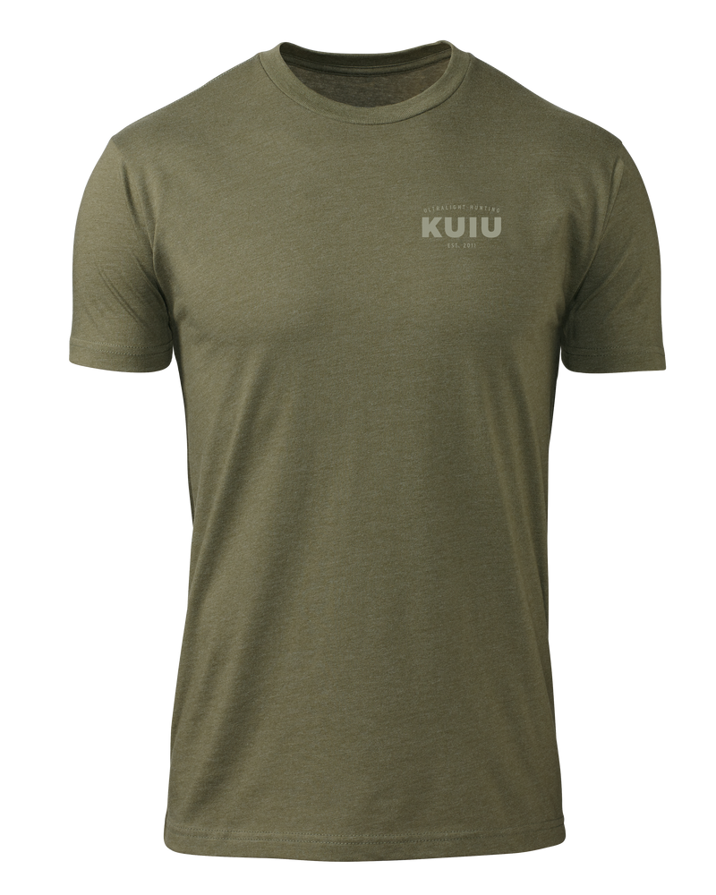 Front of KUIU Chest Logo T-Shirt in Military Green