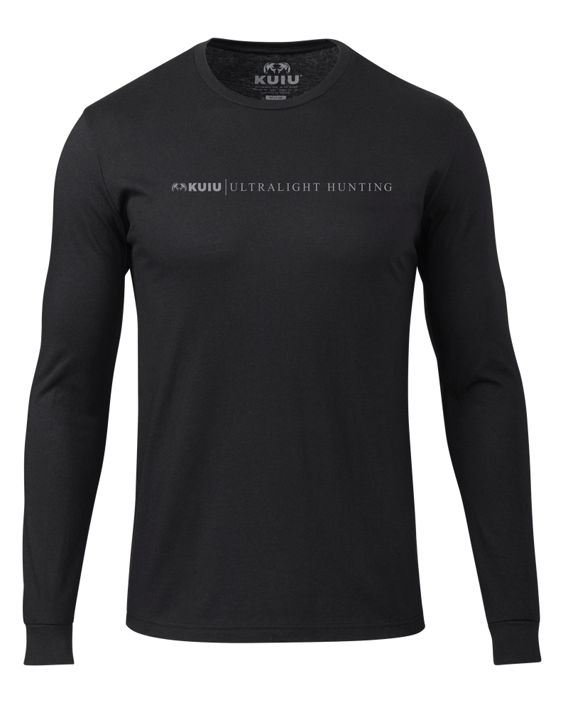 Front of KUIU Line Logo Long Sleeve Shirt in Black