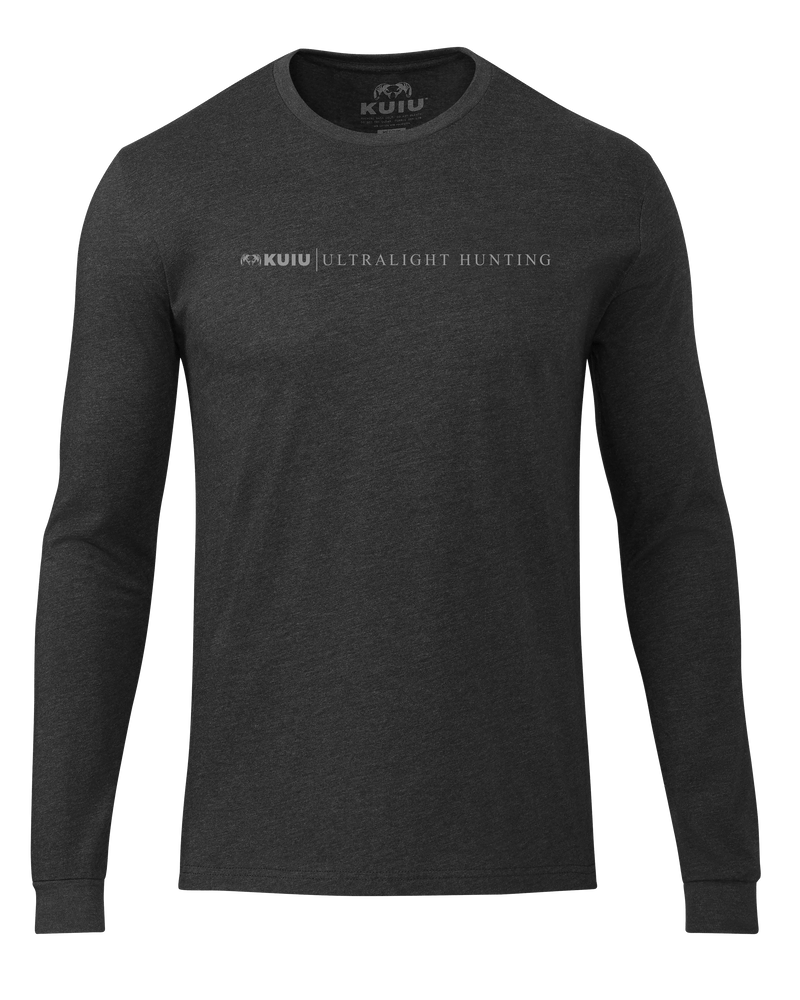 Front of KUIU Line Logo Long Sleeve Shirt in Charcoal Grey