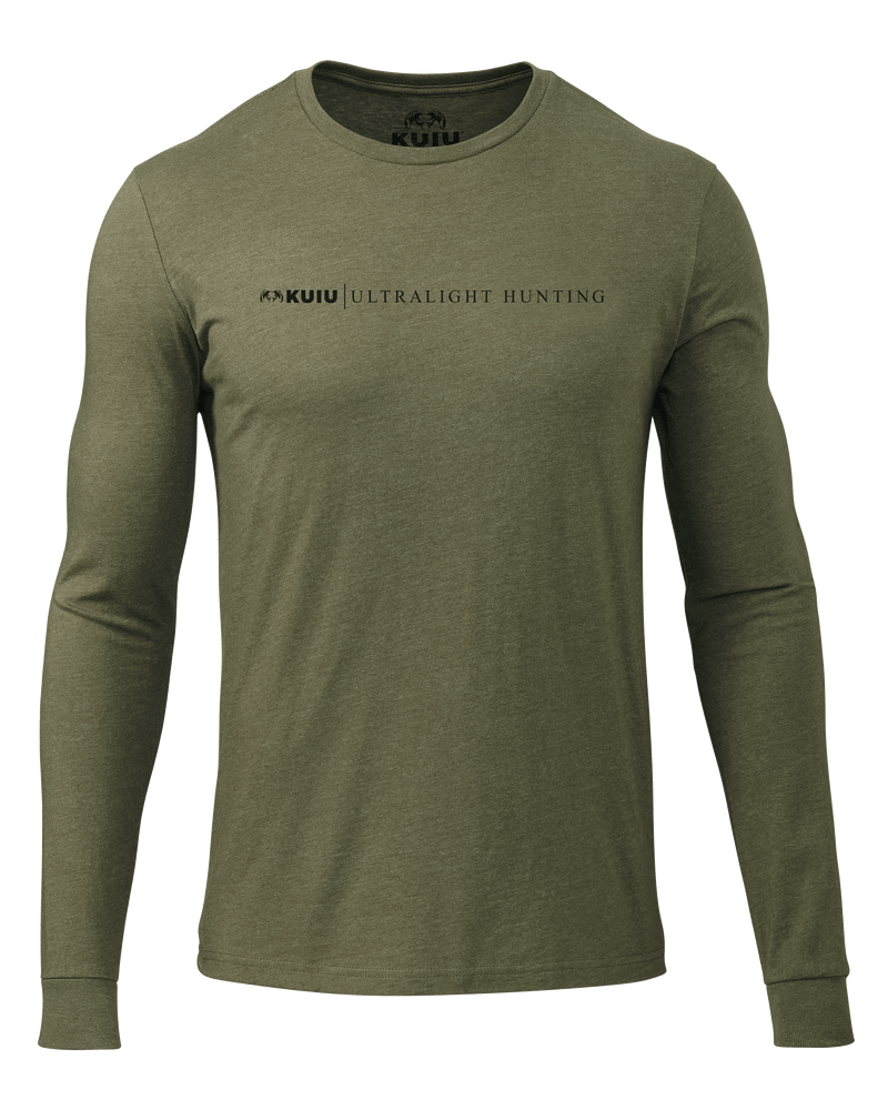 Front of KUIU Line Logo Long Sleeve T-Shirt in Military Green