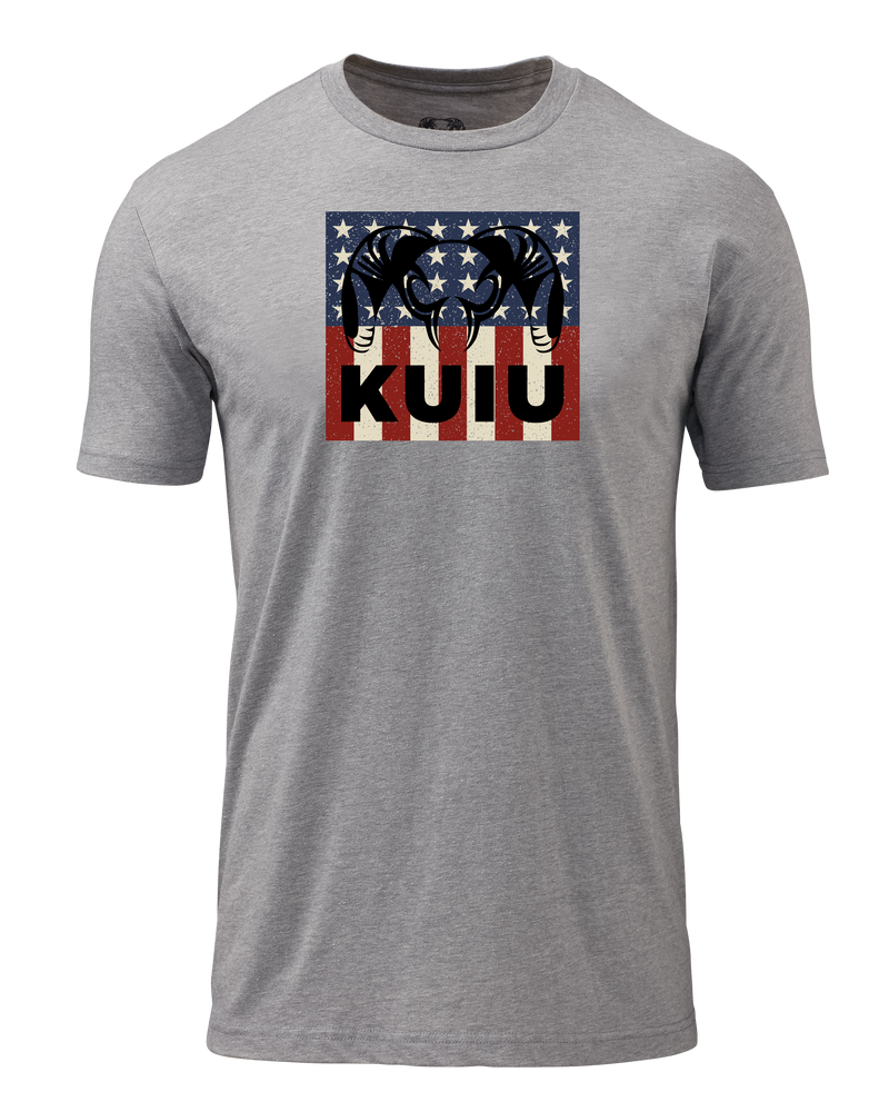 Front of KUIU Retro Patriot T-Shirt Heather Grey