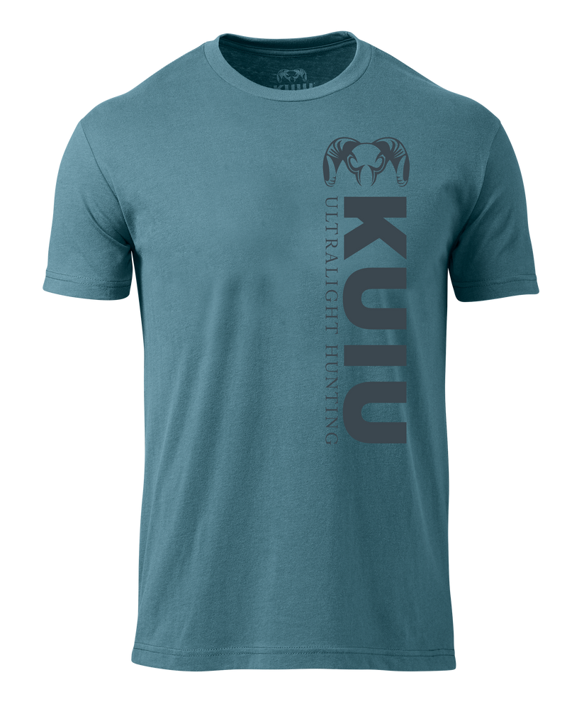 Front of KUIU Solid Vertical T-Shirt in Indigo Blue