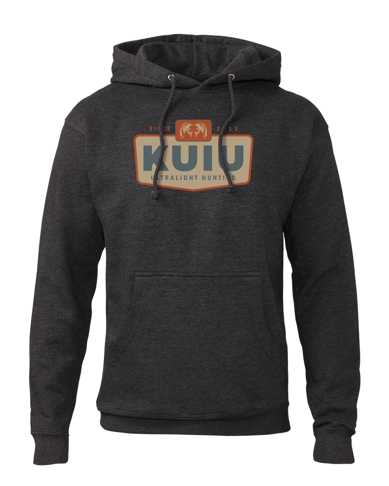 Front of KUIU Patch Hoodie in Charcoal Grey