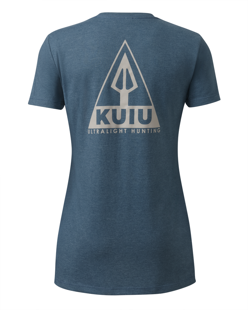 Back of Women's Bowhunter T-Shirt in Indigo Blue