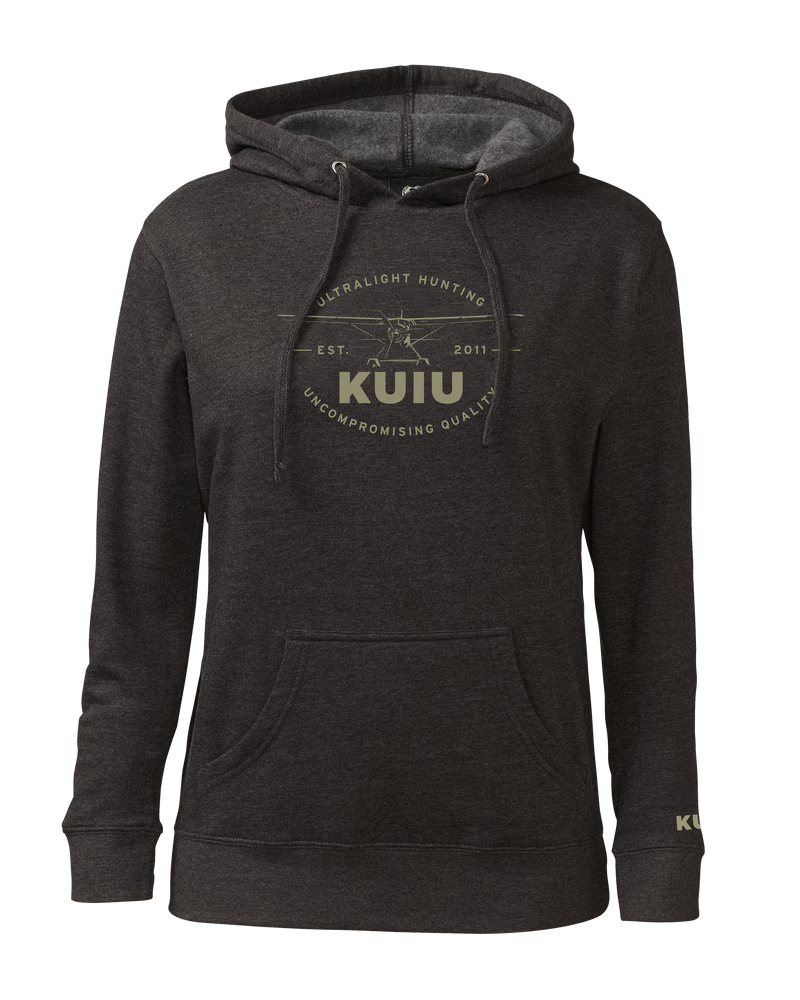 Front of Women's Aviation Hoodie in Charcoal Grey