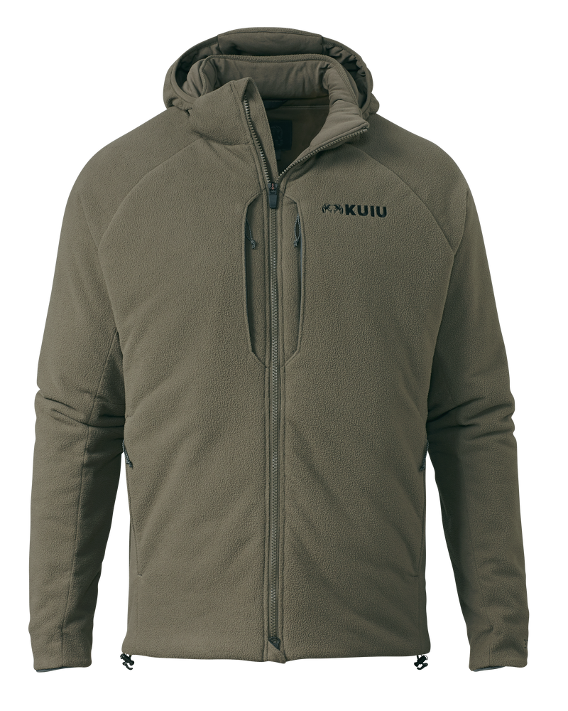 Front of Proximity Hooded Insulated Jacket in Ash Brown