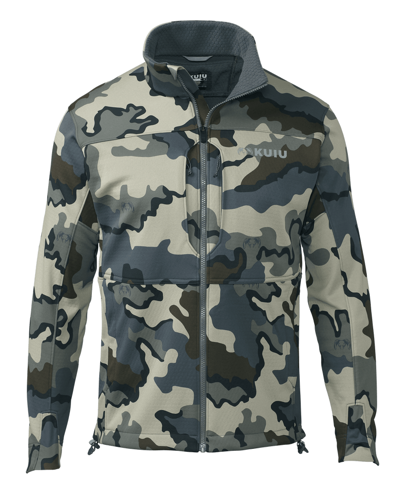 Front of Encounter Jacket in Vias Camouflage