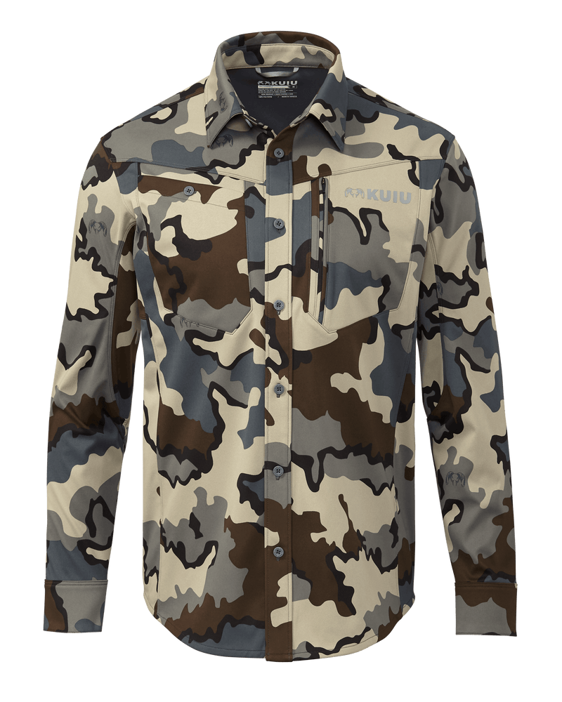 Front of Encounter LT Shirt in Vias Camouflage