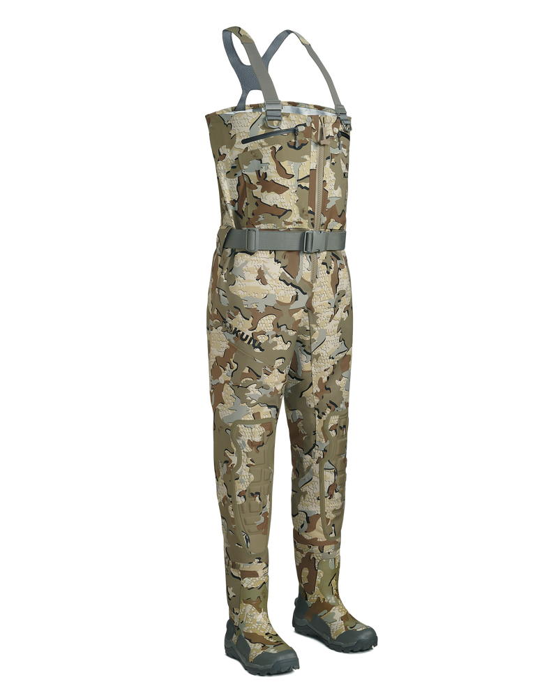 Front of KUIU Pro HD Flex Zip Wader in Valo Camouflage