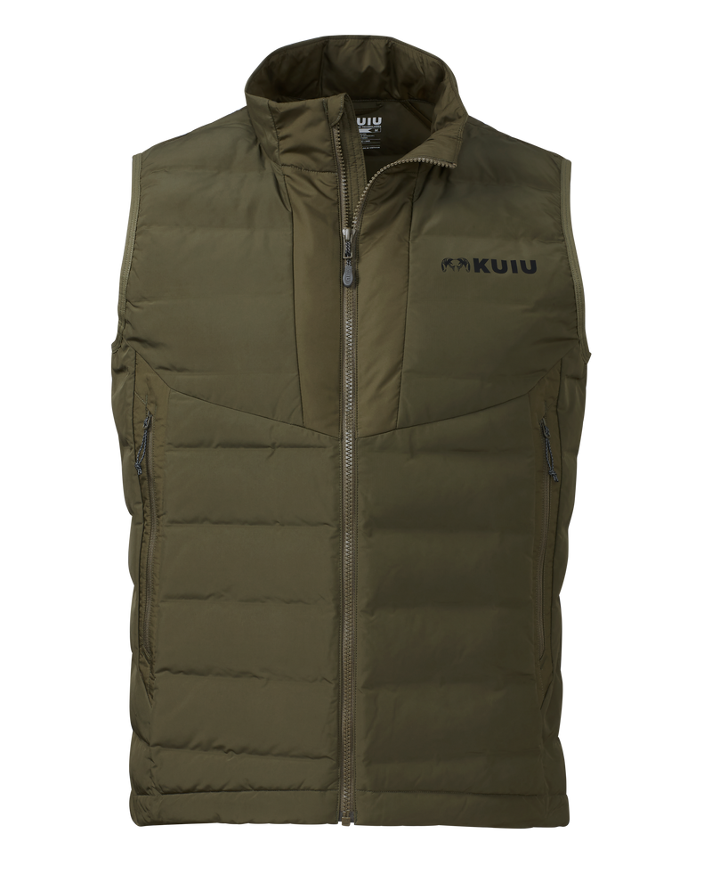 Front of Elements Vest in Olive Green