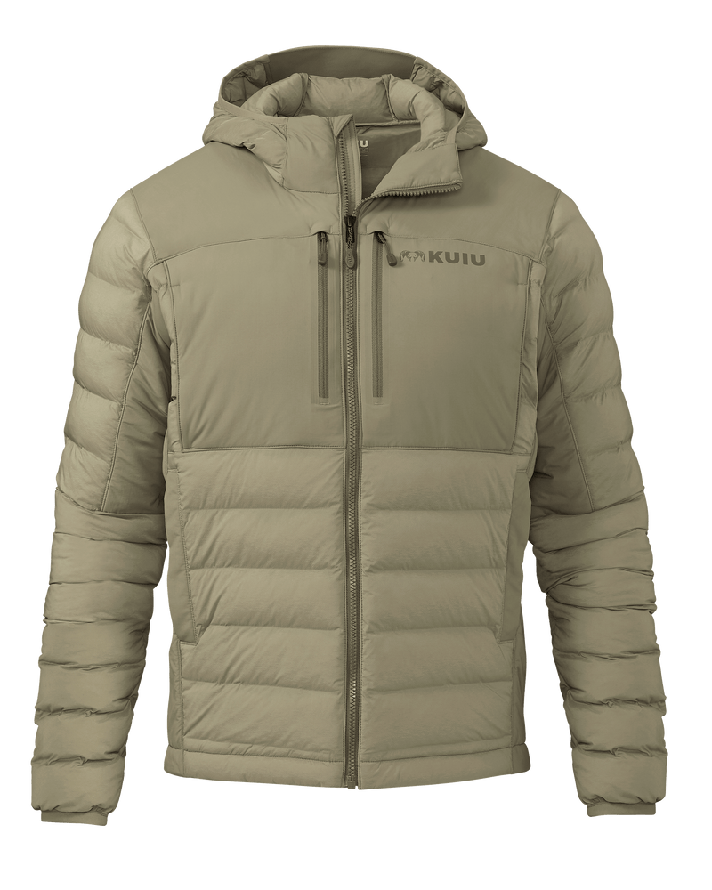 Front of Flyway Insulated Hooded Jacket in Arctic Shadow Khaki