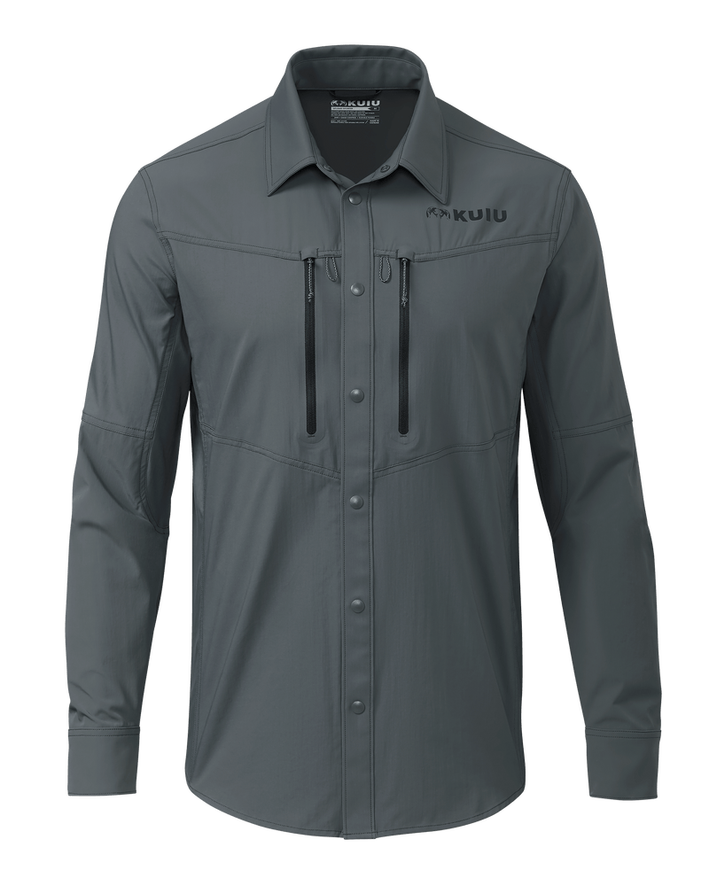 Front of KUIU Upland Sport Shirt in Gunmetal Grey