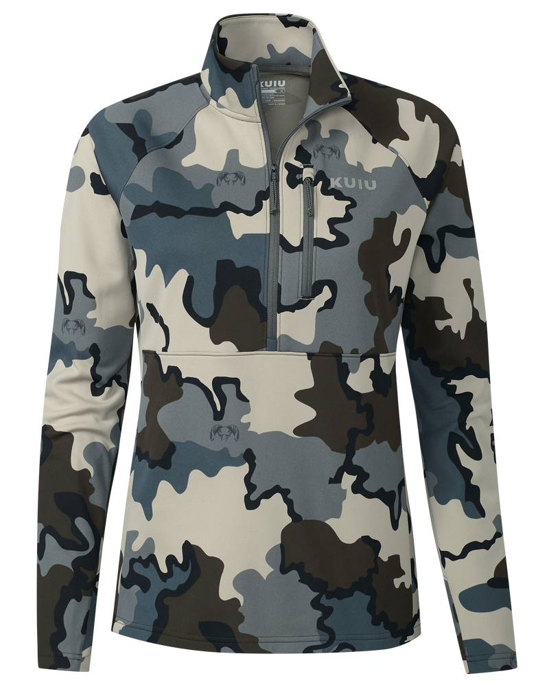 Front of Women's StrongFleece 190 Zip-T in Vias Camouflage