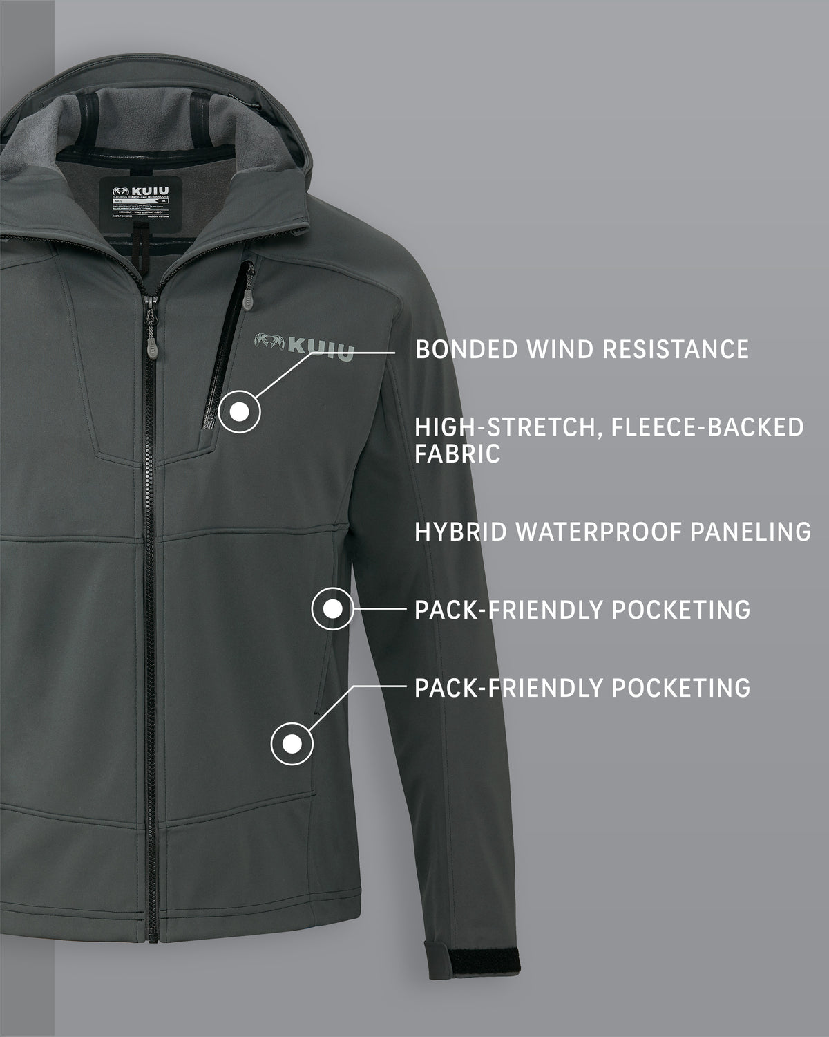 Axis Hybrid Hooded Jacket | Gunmetal