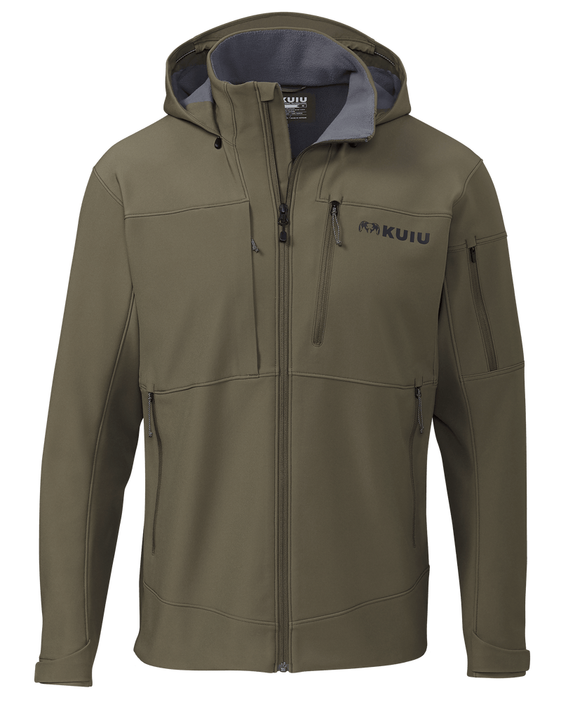 Front of Guide PRO Hooded Jacket in Ash Brown