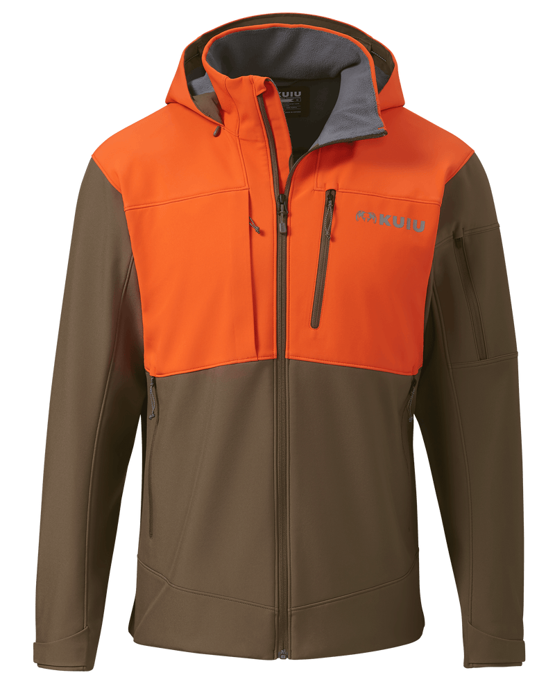 Front of Guide PRO Hooded Jacket in Blaze/Major Brown